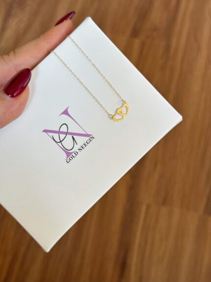 گردنبند لوکس دو قلب دوبل