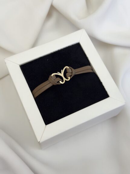 دستبند چرم دخترانه پروانه