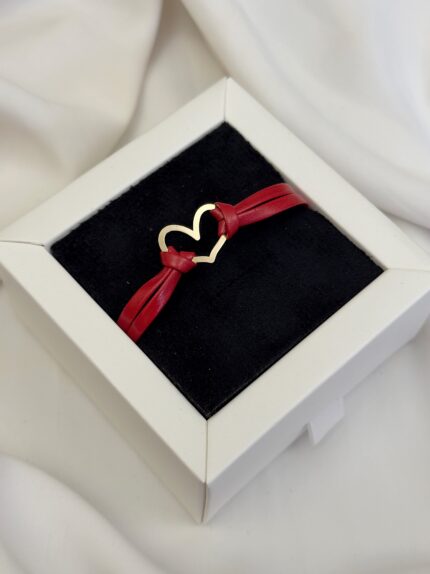 دستبند چرم دخترانه قلب۱