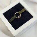 دستبند چرم دخترانه حلقه قلب